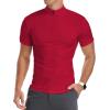 imageYTD Mens LongShort Sleeve Polo Shirts QuarterZip Casual Slim Fit Mock Neck Basic Designed Cotton ShirtsA1red