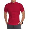 imageYTD Mens LongShort Sleeve Polo Shirts QuarterZip Casual Slim Fit Mock Neck Basic Designed Cotton ShirtsA1red