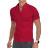 imageYTD Mens LongShort Sleeve Polo Shirts QuarterZip Casual Slim Fit Mock Neck Basic Designed Cotton ShirtsA1red
