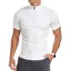 imageYTD Mens LongShort Sleeve Polo Shirts QuarterZip Casual Slim Fit Mock Neck Basic Designed Cotton ShirtsA1white
