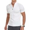 imageYTD Mens LongShort Sleeve Polo Shirts QuarterZip Casual Slim Fit Mock Neck Basic Designed Cotton ShirtsA1white
