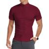 imageYTD Mens LongShort Sleeve Polo Shirts QuarterZip Casual Slim Fit Mock Neck Basic Designed Cotton ShirtsA1wine Red