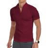 imageYTD Mens LongShort Sleeve Polo Shirts QuarterZip Casual Slim Fit Mock Neck Basic Designed Cotton ShirtsA1wine Red