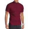 imageYTD Mens LongShort Sleeve Polo Shirts QuarterZip Casual Slim Fit Mock Neck Basic Designed Cotton ShirtsA1wine Red