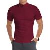 imageYTD Mens LongShort Sleeve Polo Shirts QuarterZip Casual Slim Fit Mock Neck Basic Designed Cotton ShirtsA1wine Red