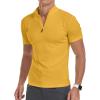 imageYTD Mens LongShort Sleeve Polo Shirts QuarterZip Casual Slim Fit Mock Neck Basic Designed Cotton ShirtsA1yellow
