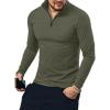 imageYTD Mens LongShort Sleeve Polo Shirts QuarterZip Casual Slim Fit Mock Neck Basic Designed Cotton ShirtsArmy Green