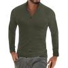 imageYTD Mens LongShort Sleeve Polo Shirts QuarterZip Casual Slim Fit Mock Neck Basic Designed Cotton ShirtsArmy Green