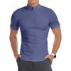 imageYTD Mens LongShort Sleeve Polo Shirts QuarterZip Casual Slim Fit Mock Neck Basic Designed Cotton ShirtsBdenim Blue
