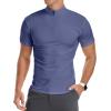 imageYTD Mens LongShort Sleeve Polo Shirts QuarterZip Casual Slim Fit Mock Neck Basic Designed Cotton ShirtsBdenim Blue