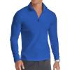 imageYTD Mens LongShort Sleeve Polo Shirts QuarterZip Casual Slim Fit Mock Neck Basic Designed Cotton ShirtsBlue