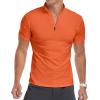 imageYTD Mens LongShort Sleeve Polo Shirts QuarterZip Casual Slim Fit Mock Neck Basic Designed Cotton ShirtsBorange