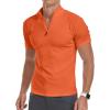 imageYTD Mens LongShort Sleeve Polo Shirts QuarterZip Casual Slim Fit Mock Neck Basic Designed Cotton ShirtsBorange