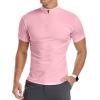 imageYTD Mens LongShort Sleeve Polo Shirts QuarterZip Casual Slim Fit Mock Neck Basic Designed Cotton ShirtsBpink