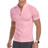 imageYTD Mens LongShort Sleeve Polo Shirts QuarterZip Casual Slim Fit Mock Neck Basic Designed Cotton ShirtsBpink