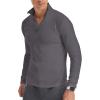 imageYTD Mens LongShort Sleeve Polo Shirts QuarterZip Casual Slim Fit Mock Neck Basic Designed Cotton ShirtsDark Gray