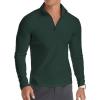 imageYTD Mens LongShort Sleeve Polo Shirts QuarterZip Casual Slim Fit Mock Neck Basic Designed Cotton ShirtsDark Green
