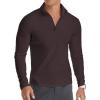 imageYTD Mens LongShort Sleeve Polo Shirts QuarterZip Casual Slim Fit Mock Neck Basic Designed Cotton ShirtsDeep Coffee