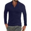 imageYTD Mens LongShort Sleeve Polo Shirts QuarterZip Casual Slim Fit Mock Neck Basic Designed Cotton ShirtsNavy