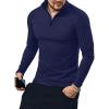 imageYTD Mens LongShort Sleeve Polo Shirts QuarterZip Casual Slim Fit Mock Neck Basic Designed Cotton ShirtsNavy