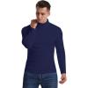 imageYTD Mens LongShort Sleeve Polo Shirts QuarterZip Casual Slim Fit Mock Neck Basic Designed Cotton ShirtsNavy