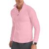 imageYTD Mens LongShort Sleeve Polo Shirts QuarterZip Casual Slim Fit Mock Neck Basic Designed Cotton ShirtsPink