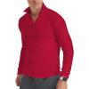 imageYTD Mens LongShort Sleeve Polo Shirts QuarterZip Casual Slim Fit Mock Neck Basic Designed Cotton ShirtsRed