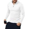 imageYTD Mens LongShort Sleeve Polo Shirts QuarterZip Casual Slim Fit Mock Neck Basic Designed Cotton ShirtsWhite