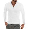 imageYTD Mens LongShort Sleeve Polo Shirts QuarterZip Casual Slim Fit Mock Neck Basic Designed Cotton ShirtsWhite
