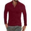 imageYTD Mens LongShort Sleeve Polo Shirts QuarterZip Casual Slim Fit Mock Neck Basic Designed Cotton ShirtsWine Red