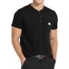 imageYTD Mens Loose Fit Heavyweight Long Sleeve Pocket Henley TShirtBlack