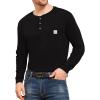 imageYTD Mens Loose Fit Heavyweight Long Sleeve Pocket Henley TShirtLong Sleeve Black