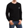 imageYTD Mens Loose Fit Heavyweight Long Sleeve Pocket Henley TShirtLong Sleeve Black