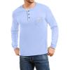 imageYTD Mens Loose Fit Heavyweight Long Sleeve Pocket Henley TShirtLong Sleeve Light Blue