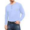 imageYTD Mens Loose Fit Heavyweight Long Sleeve Pocket Henley TShirtLong Sleeve Light Blue
