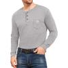 imageYTD Mens Loose Fit Heavyweight Long Sleeve Pocket Henley TShirtLong Sleeve Light Gray