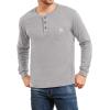imageYTD Mens Loose Fit Heavyweight Long Sleeve Pocket Henley TShirtLong Sleeve Light Gray