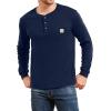 imageYTD Mens Loose Fit Heavyweight Long Sleeve Pocket Henley TShirtLong Sleeve Navy
