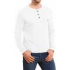 imageYTD Mens Loose Fit Heavyweight Long Sleeve Pocket Henley TShirtLong Sleeve White