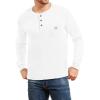 imageYTD Mens Loose Fit Heavyweight Long Sleeve Pocket Henley TShirtLong Sleeve White