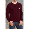 imageYTD Mens Loose Fit Heavyweight Long Sleeve Pocket Henley TShirtLong Sleeve Wine Red