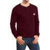 imageYTD Mens Loose Fit Heavyweight Long Sleeve Pocket Henley TShirtLong Sleeve Wine Red