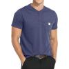 imageYTD Mens Loose Fit Heavyweight Long Sleeve Pocket Henley TShirtNavy