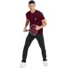 imageYTD Mens Loose Fit Heavyweight Long Sleeve Pocket Henley TShirtWine Red