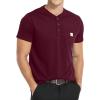 imageYTD Mens Loose Fit Heavyweight Long Sleeve Pocket Henley TShirtWine Red
