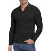 imageYTD Mens Muscle V Neck Polo Shirts Slim Fit Long Sleeve Golf TShirts Ribbed Knit Soft Casual TeesBlack