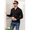 imageYTD Mens Muscle V Neck Polo Shirts Slim Fit Long Sleeve Golf TShirts Ribbed Knit Soft Casual TeesBlack