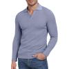 imageYTD Mens Muscle V Neck Polo Shirts Slim Fit Long Sleeve Golf TShirts Ribbed Knit Soft Casual TeesGray Blue