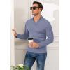 imageYTD Mens Muscle V Neck Polo Shirts Slim Fit Long Sleeve Golf TShirts Ribbed Knit Soft Casual TeesGray Blue