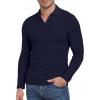 imageYTD Mens Muscle V Neck Polo Shirts Slim Fit Long Sleeve Golf TShirts Ribbed Knit Soft Casual TeesNavy